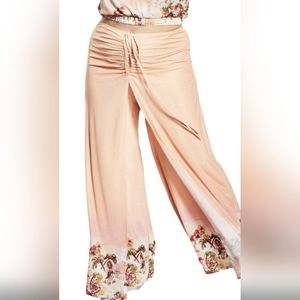 Royalty By Maluma Womens High Rise Overlay Wide Leg Pants Size L Ruched Tie .